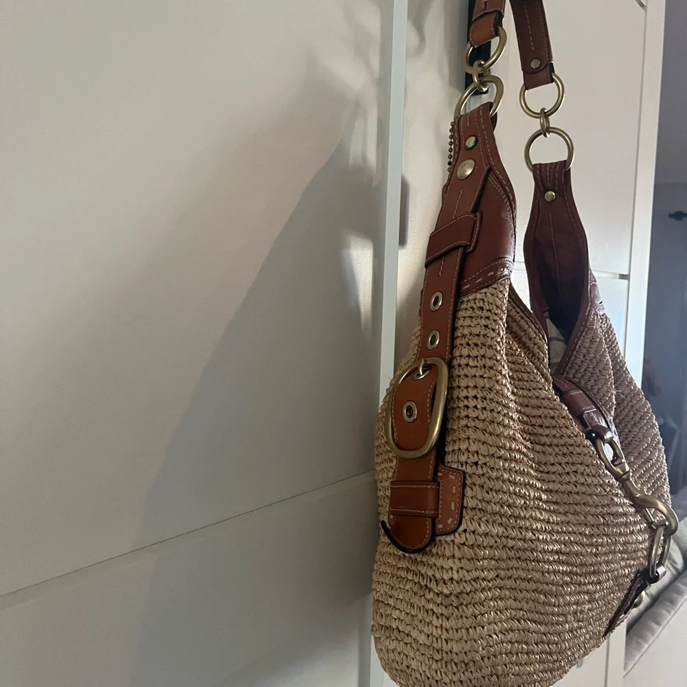 Coach Hobo Natural Straw XL Shoulder Sac/Bag/Purse 11806